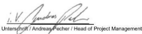 i. V. Yandros Pach Unterschrift / Andreas Pecher / Head of Project Management