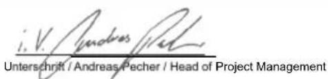 i. V. Yandros Pach Unterschrift / Andreas Pecher / Head of Project Management