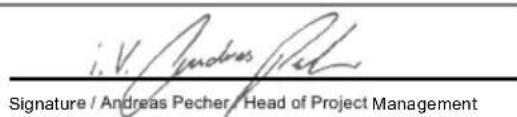 i. V. Andreas Pecher Signature / Andreas Pecher / Head of Project Management