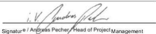 i. V. Andreas Pecher Signature / Andreas Pecher / Head of Project Management