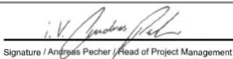 i. V. Andrews Pecher Signature / Andreas Pecher / Read of Project Management