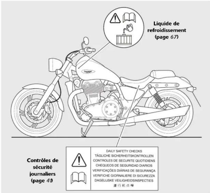 TRIUMPH Thunderbird Storm (2011) - Emplacements des étiquettes d'avertissement – Thunderbird - 1