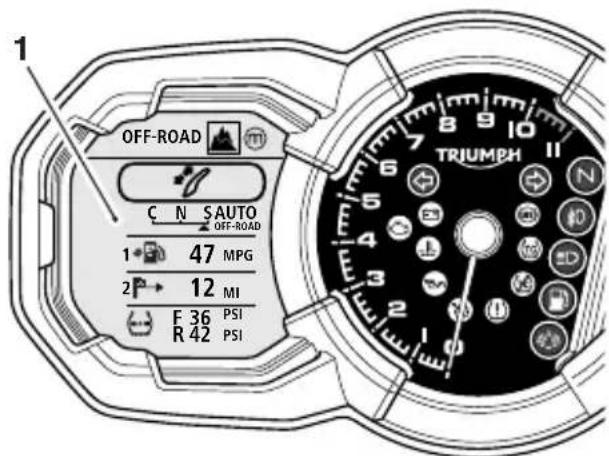 TRIUMPH Tiger 1200 XRT (2019) - Horloge - Format de 12 heures affiché - 2
