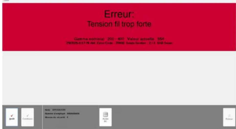 Dürkopp Adler 550D800 - Traiter les messages d'erreur - 1