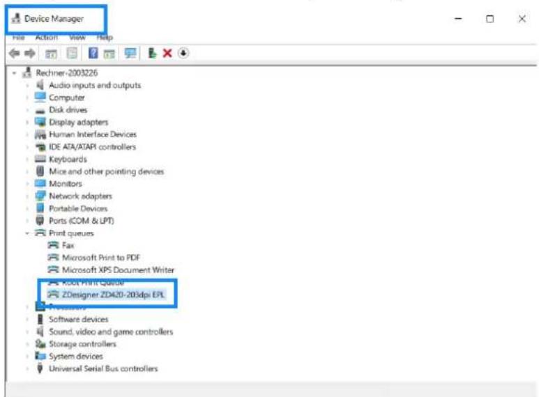Dürkopp Adler 550D800 - Imprimante Zebra ZD421 - Installer le pilote ZPL - 2