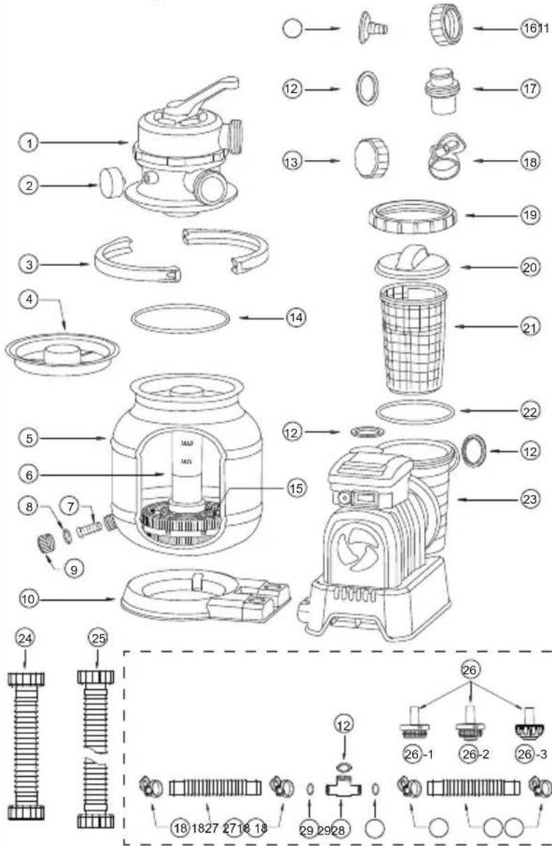 BESTWAY Flowclear 58498 - PARTS REFERENCE OVERVIEW - 1