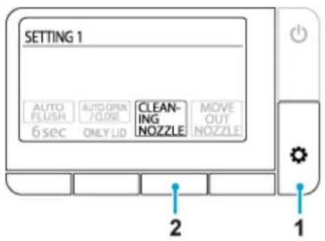 SETTING 1 AUTO FLUSH 6 sec AUTO OPEN /CLOSE ONLY LID CLEAN- ING NOZZLE MOVE OUT NOZZLE 2 1