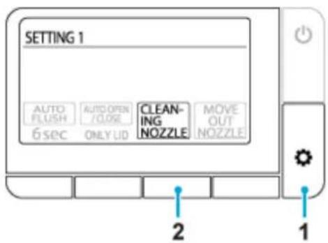 SETTING 1 AUTO FLUSH AUTO OPEN /CLOSE CLEANING MOVE OUT NOZZLE 6 sec ONLY LID NOZZLE 2 1
