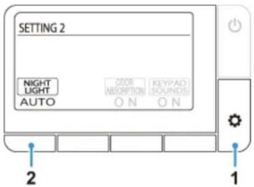 SETTING 2 NIGHT LIGHT AUTO ODR ABSORPTION KEYPADS SOUNDS ON ON 2 1