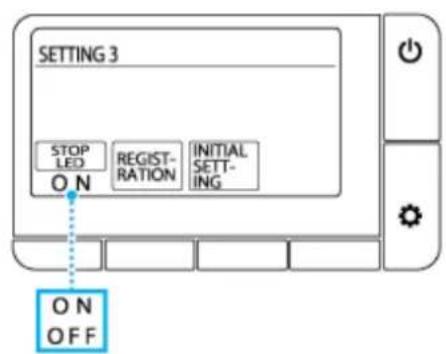 SETTING 3 STOP LED ON REGIST- RATION INITIAL SETT- ING ON OFF
