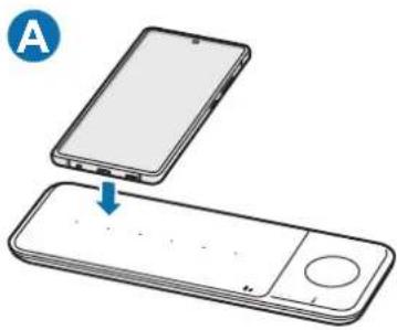 SAMSUNG EPP6300 - Postavite središte podržanog mobilnog uređaja i Galaxy Buds na središte kalema za punjenje (a) da biste ih napunili (A). Takođe možete da napunite Galaxy Watch na kalemu za punjenje sata na bežičnom punjaču (B). - 2