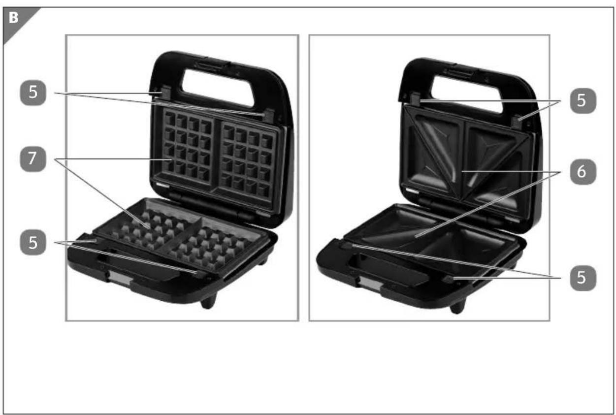 Ambiano GTSFSM01 - Appareil à croque-monsieur 2 en 1 | Sandwich-maker 2 in 1 - 3