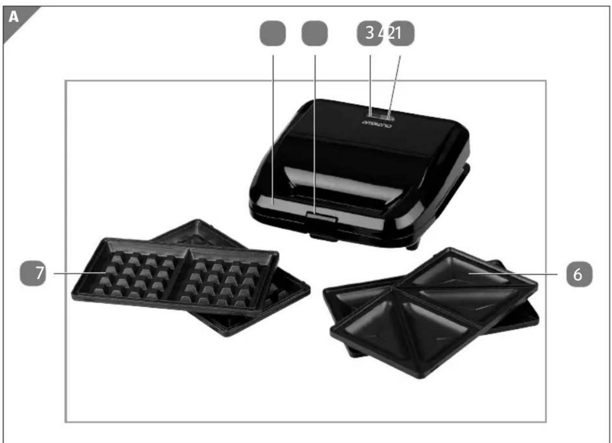 Ambiano GTSFSM01 - Appareil à croque-monsieur 2 en 1 | Sandwich-maker 2 in 1 - 2