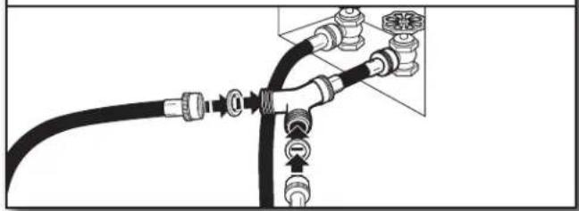 MAYTAG MALAUMVW7230HC - Sujete la manguera larga al conector en "Y" y apriete los acoplamentos - 1