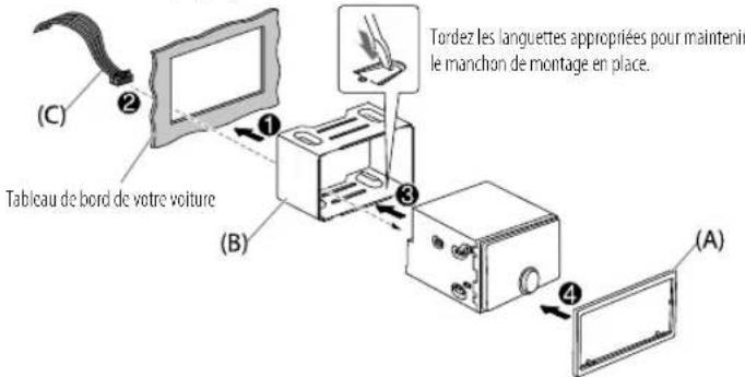 JVC KWDB95BT - Installation de l'appareil (montage encastré) - 1