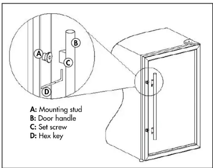 DANBY DWC040D2BSSDB - INSTALACION DE MANIJA DE LA PUERTA - 1