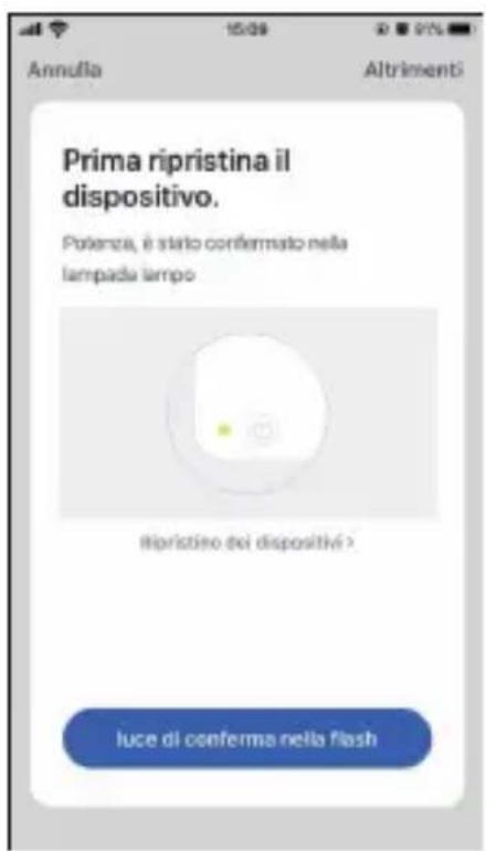 Annulla Altrimenti Prima ripristina il dispositivo. Potenza, è stato confermato nella lampada tempo Ripristino dei dispositivi ? luce di conferma nella flash
