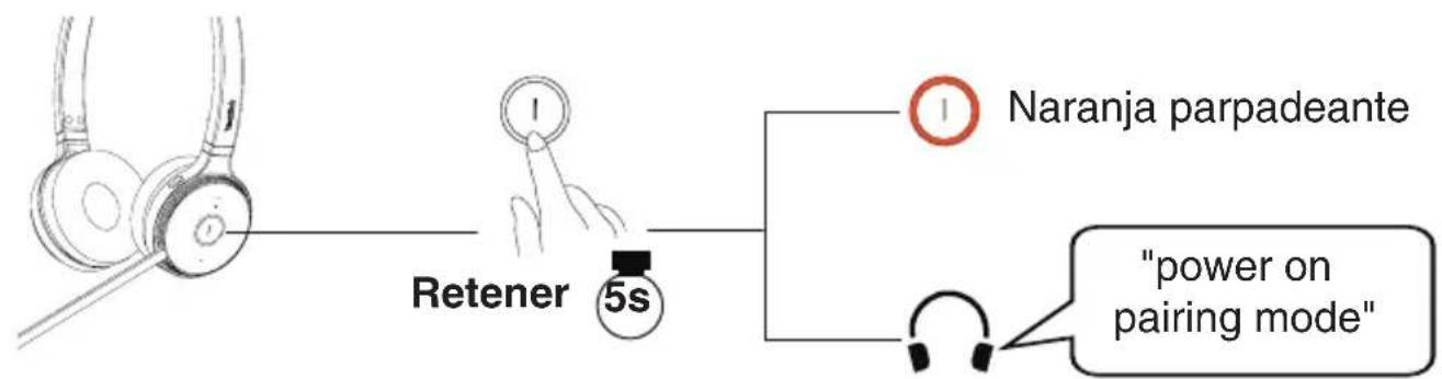 Retener 5s Naranja parpadeante "power on pairing mode"