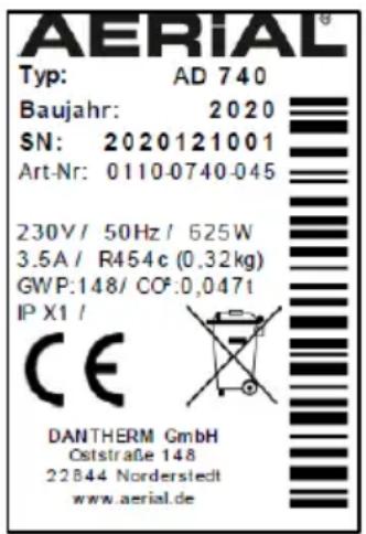 Aerial AD 40 - Typeskilt - 1