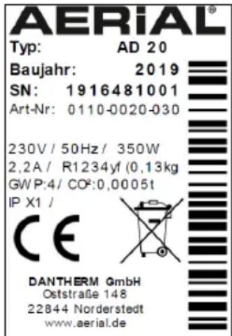 Aerial AD 540 - Placa de caracteristicas - 1