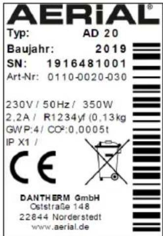 Aerial AD 660 - Plaque signalétique - 1