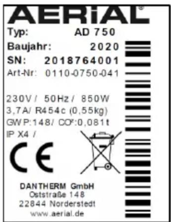 Aerial AD 780P - Typskylt - 1