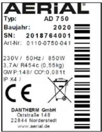 Aerial AD 780P - Typenschild - 1