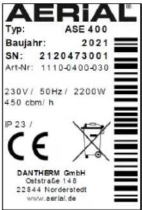 Aerial ASE 400 - Typskylt - 1