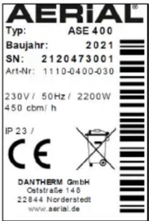 Aerial ASE 400 - Typeplaatje - 1