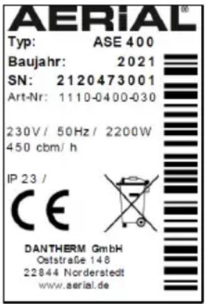 Aerial ASE 400 - Identification plate - 1