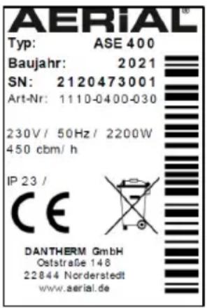 Aerial ASE 400 - Placa de tipo - 1