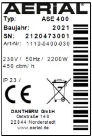 Aerial ASE 400 - Plaque signalétique - 1