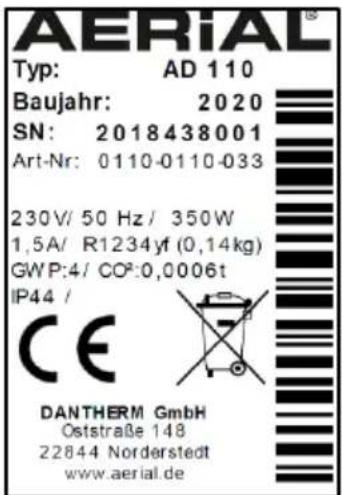 Aerial AD 110 - Placa de tipo - 1