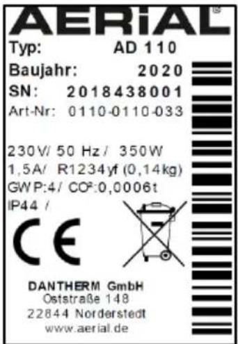 Aerial AD 110 - Typeplaatje - 1