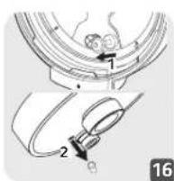 Technical diagram showing mechanical assembly steps with numbered components and directional arrows