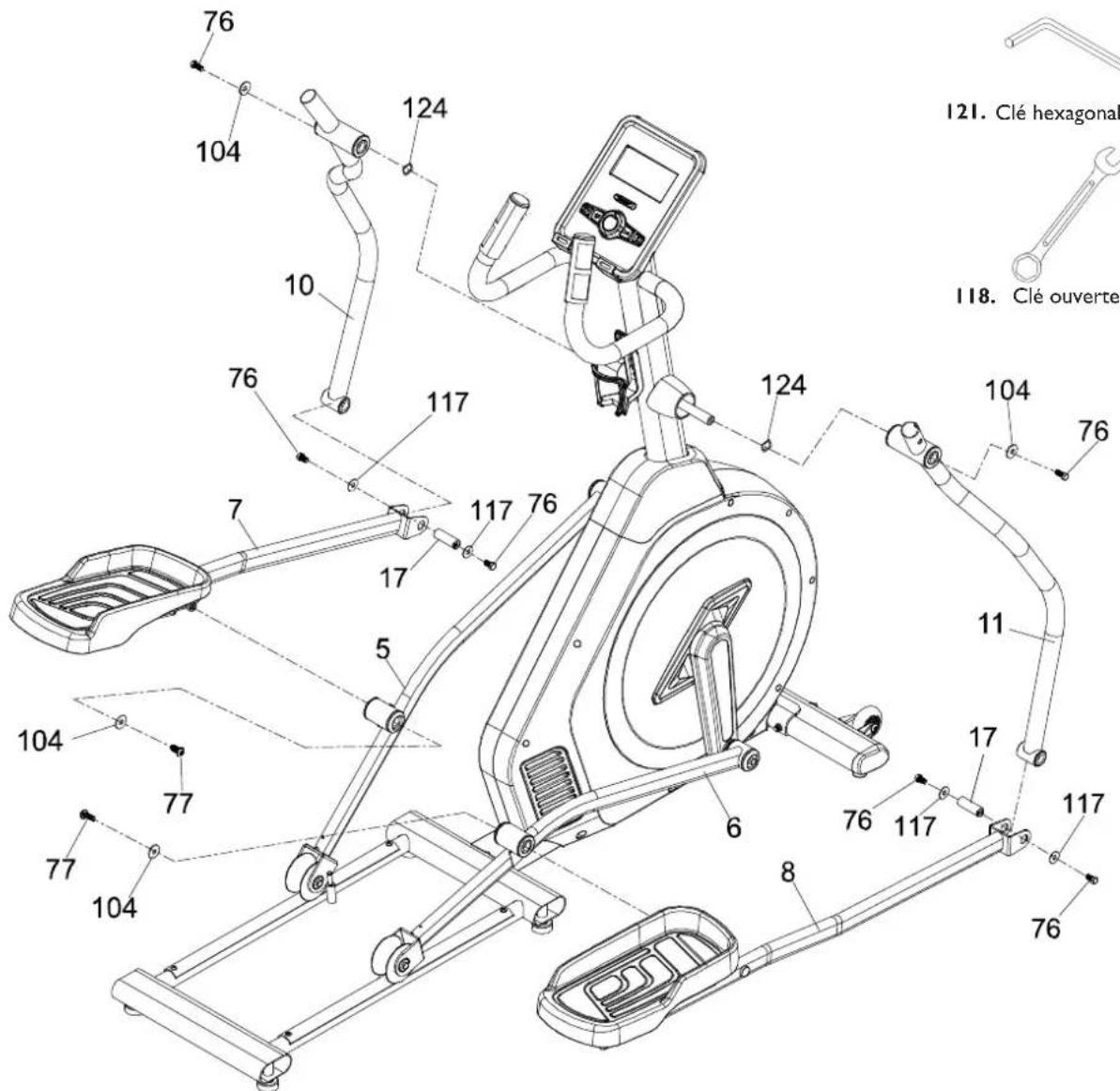 Toorx ERX500 - Assemblage des leviers inférieurs et despédales - 5