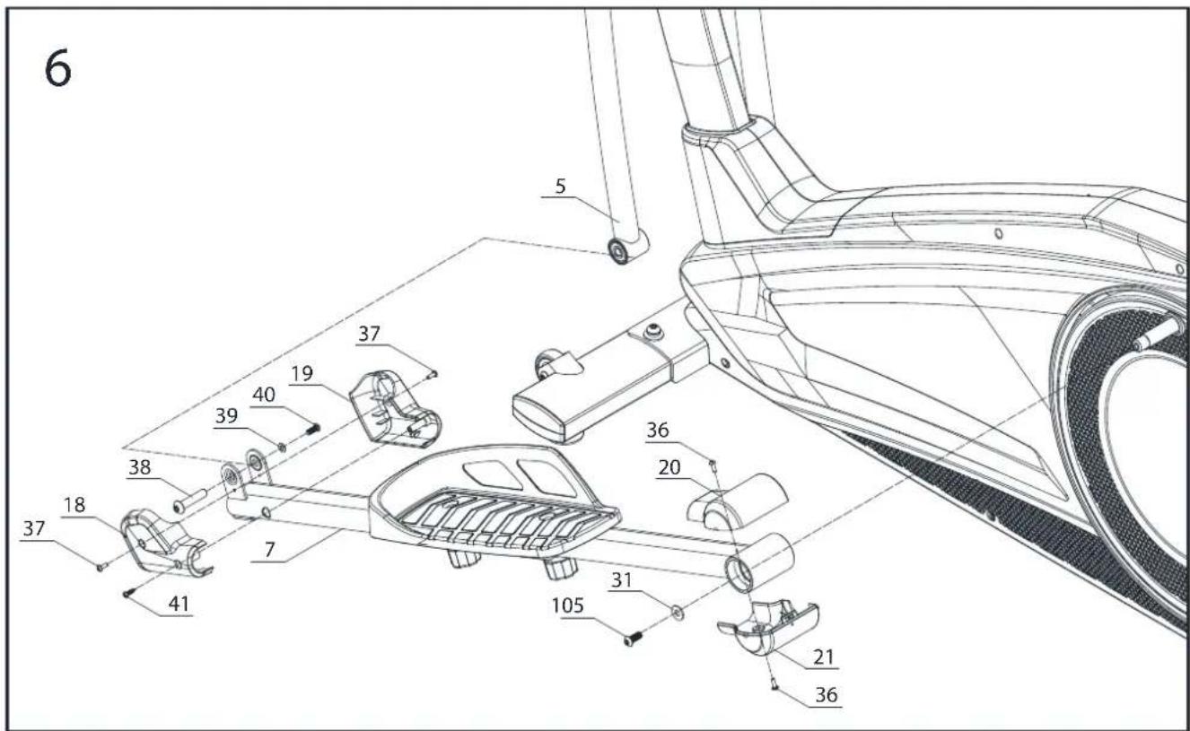 Toorx ERX300 - 6) Assemblage barres support de de marchepieds - 1