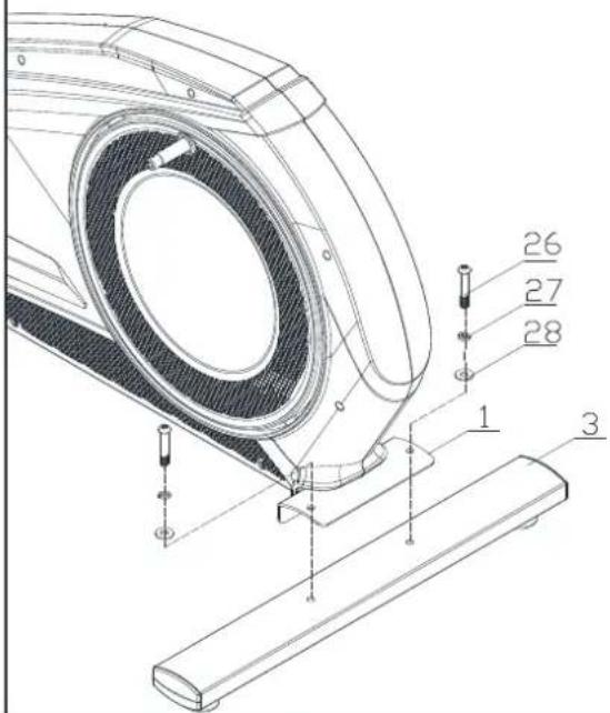 Toorx ERX300 - 1-2) montage des barres de support - 2