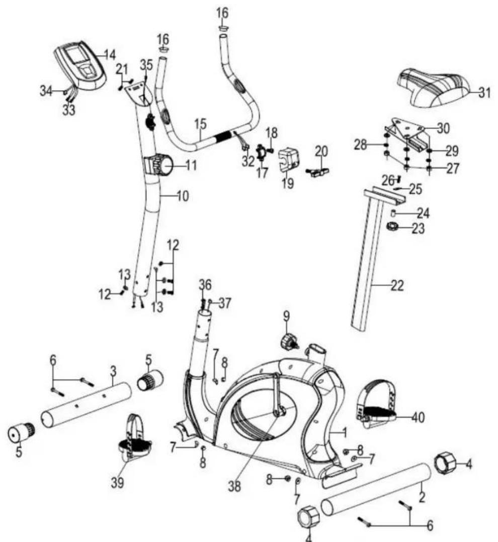 Toorx BRX Easy - Vue éclatée A + Liste des pièces détachées A - 1