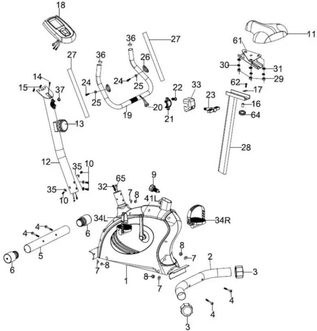 Toorx BRX60 - Vue éclatée et liste des pièces détachées (partie A) - 1