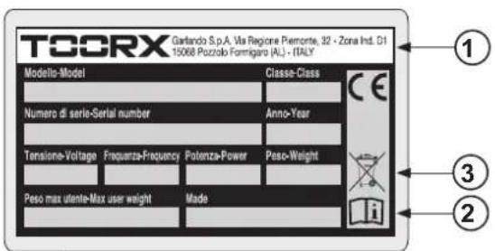 Toorx BRX95 - Plaques adhesive sur le produit - 2