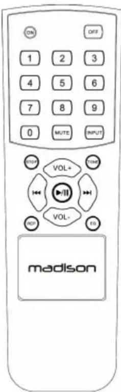 ON OFF 1 2 3 4 5 6 7 8 9 0 MUTE INPUT VOL+ VOL- m Madison