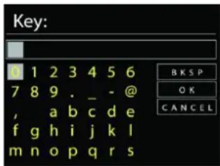 Key: 1 2 3 4 5 6 7 8 9 . _ - @ , a b c d e f g h i j k l m n o p q r s B K S P O K C A N C E L