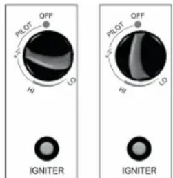 PILOT OFF S H LO IGNITER PILOT OFF S H LO IGNITER
