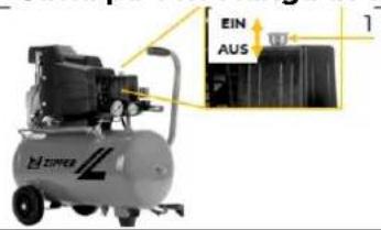 Zipper ZICOM24E - Satta pa och stanga av maskinen - 1