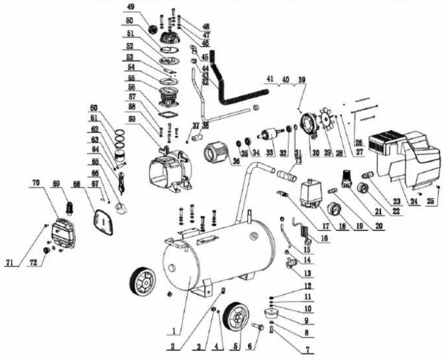 Zipper ZICOM24E - Explosionszeichnung / Exploding view - 1