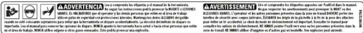 Porter-Cable FR350B - REEMPLAZO DE LAS ETIQUETAS DE ADVERTENCIA - 2