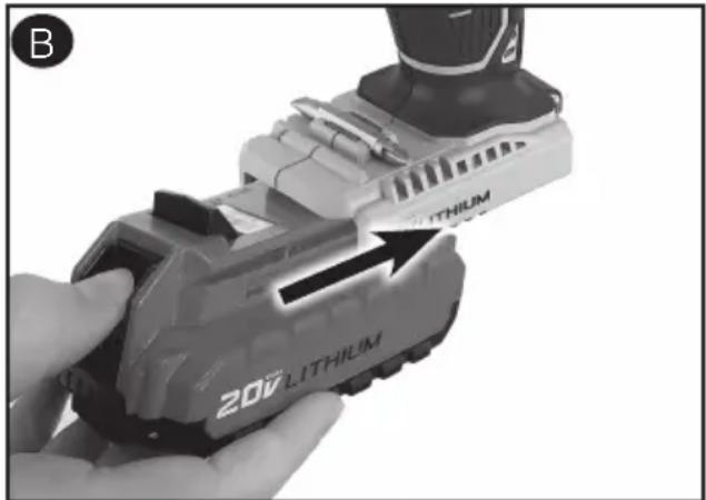Porter-Cable PCC608 - Operating Instructions Installing and Removing the Battery Pack From the Tool - 1