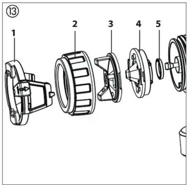Exploded view diagram of a mechanical assembly with numbered parts for identification