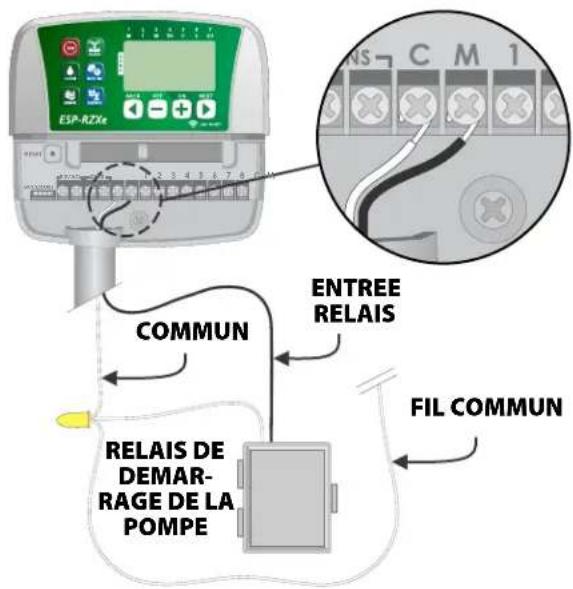 RAIN BIRD ESPRZXe - Connectez un relais (facultatif) de démarrage de la pompe sur le programmateur ESP-RZXe. - 1